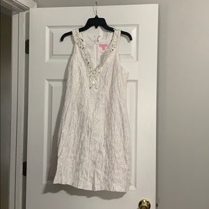 Lilly Pulitzer white glitter sheath dress